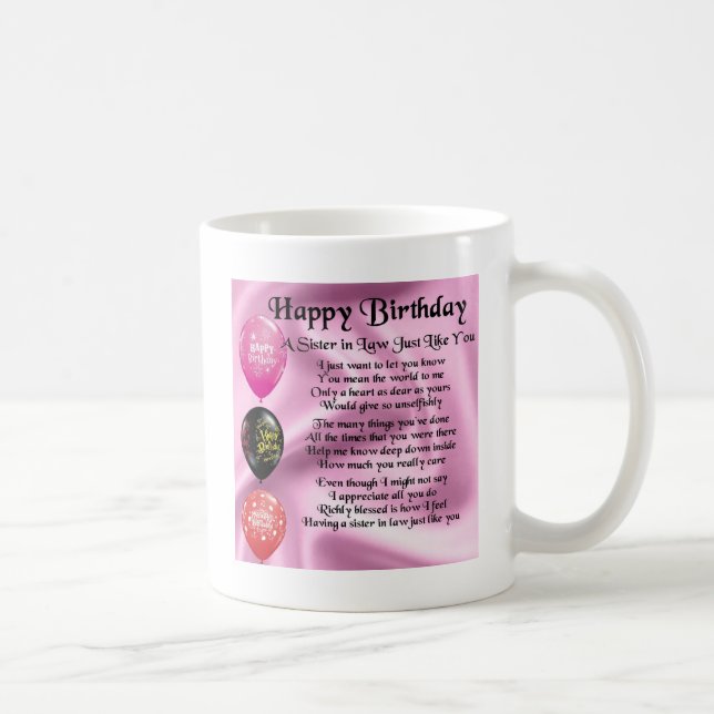 Taza De Café Poema de la cuñada - diseño del feliz cumpleaños (Derecha)