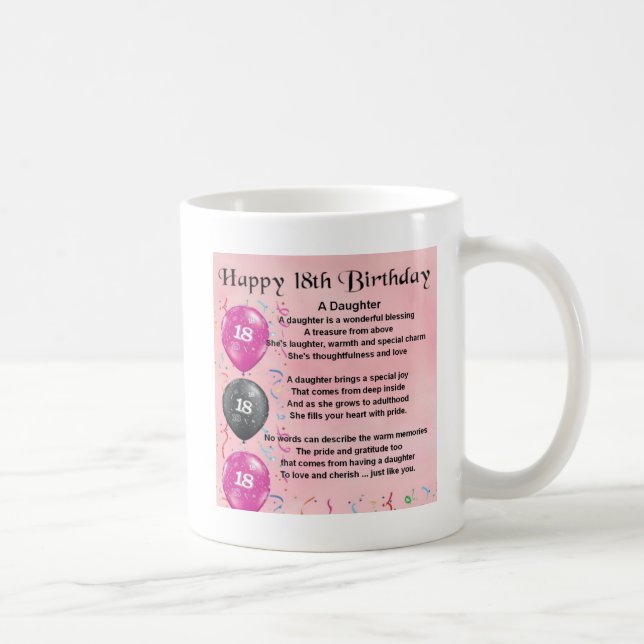 Taza De Café Poema de la hija - décimo octavo cumpleaños (Derecha)