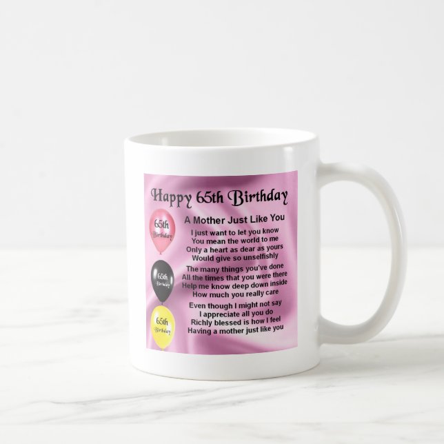 Taza De Café Poema de la madre - 65.o cumpleaños (Derecha)
