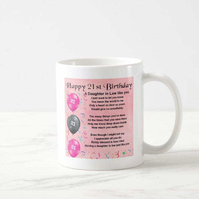 Taza De Café Poema de la nuera - 21ro cumpleaños (Derecha)