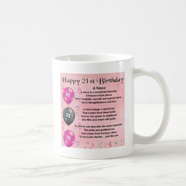 Taza De Café Poema de la sobrina - 21ro cumpleaños (Derecha)