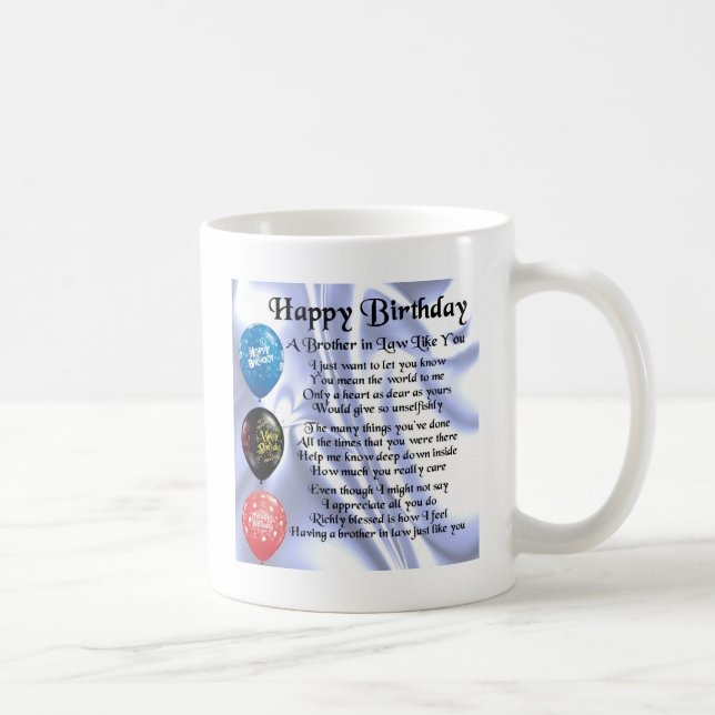Taza De Café Poema del cuñado - feliz cumpleaños (Derecha)