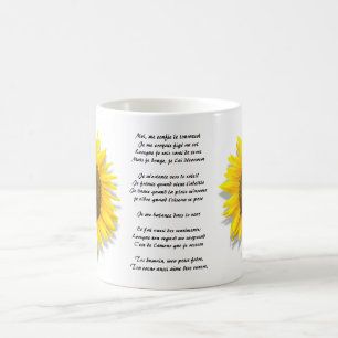 Taza De Café Poema del girasol, corazón dentro del tamaño 11o