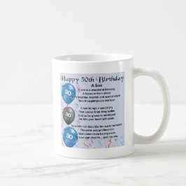 Taza De Café Poema del hijo - trigésimo diseño del cumpleaños