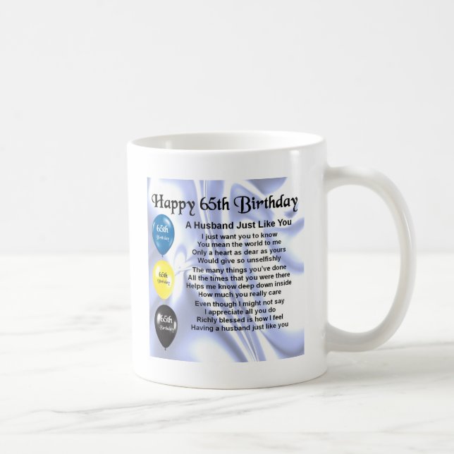 Taza De Café Poema del marido - 65.o cumpleaños (Derecha)