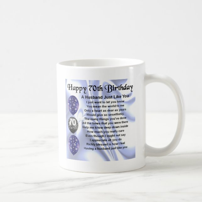 Taza De Café Poema del marido - 70.o cumpleaños (Derecha)