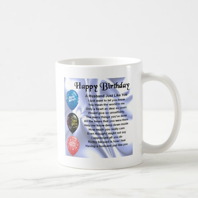 Taza De Café Poema del marido - feliz cumpleaños (Derecha)