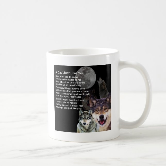 Taza De Café Poema del papá - diseño del lobo (Derecha)