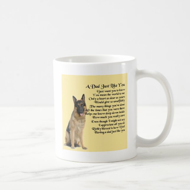 Taza De Café Poema del papá - perro de pastor alemán (Derecha)
