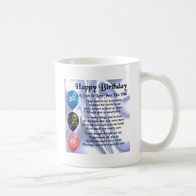 Taza De Café Poema del yerno - diseño del feliz cumpleaños (Derecha)