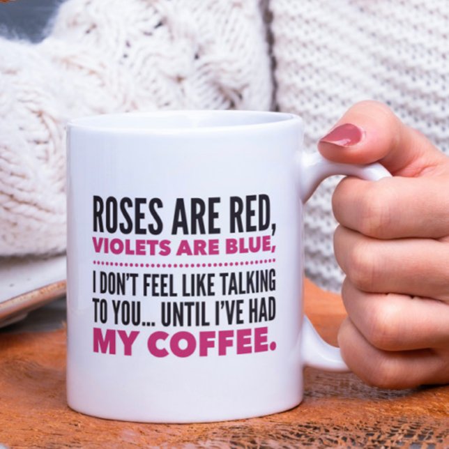 Taza De Café Poema gracioso, los rosas son rojos, azul violeta (Subido por el creador)