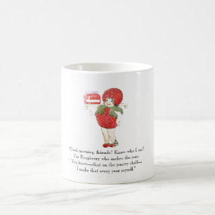 Taza De Café Poema vintage Raspberry Cute Niños Dibujo Fruta R