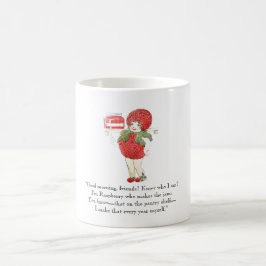 Taza De Café Poema vintage Raspberry Cute Niños Dibujo Fruta Ro