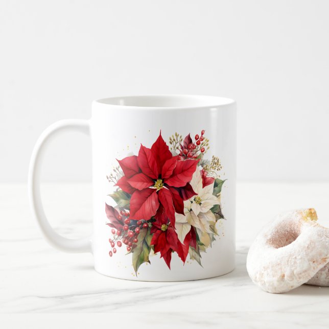 Taza De Café Poinsettia Coffee Mug (Con donut)