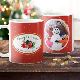 Taza De Café Poinsettia de Navidad personalizada para familia c