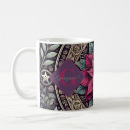 Taza De Café Poinsettia personalizada Pentagram Mandala
