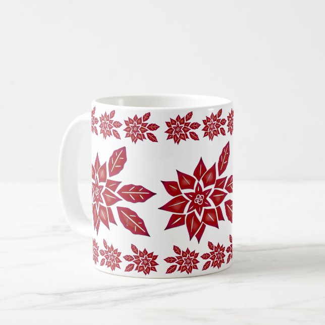 Taza De Café Poinsettia (rojo) (Anverso izquierdo)