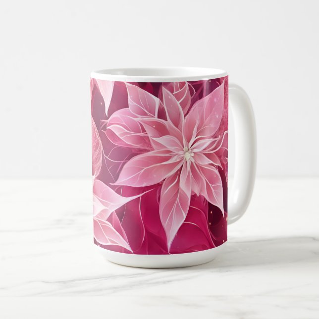 Taza De Café Poinsettia rosa suave (Anverso derecho)