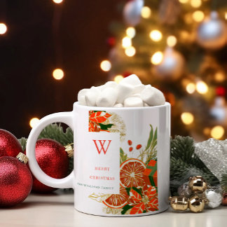 Taza De Café Poinsettia y Verduras de Navidad