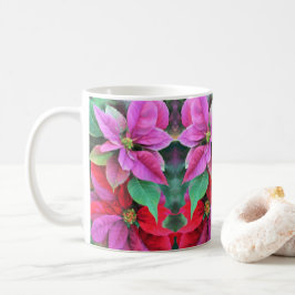 Taza De Café Poinsettias rosadas y rojas