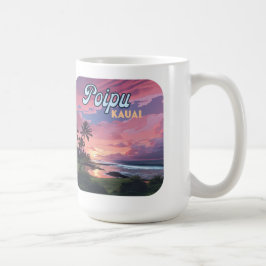 Taza De Café Poipu Kauai Hawaii Beach Palm Tretro