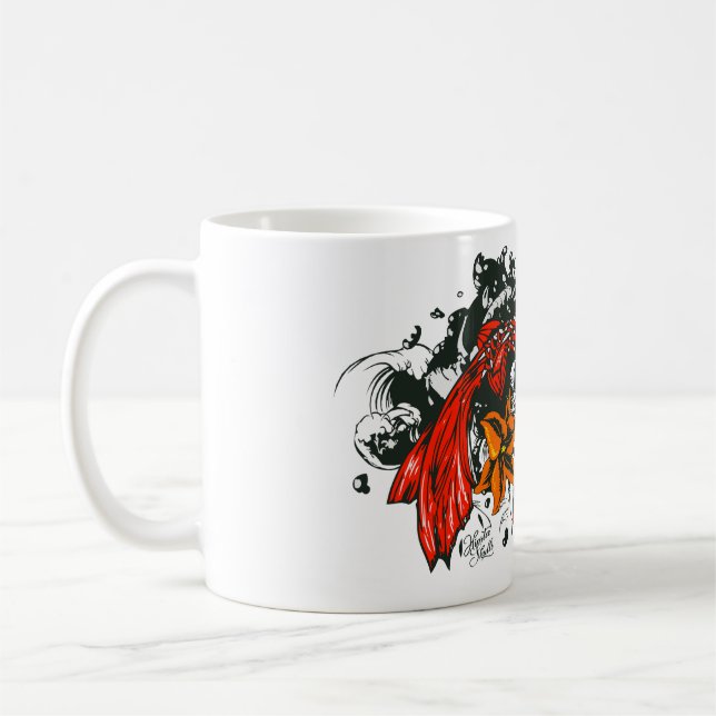 Taza De Café Poisson koi fish tattoo old school style (Izquierda)