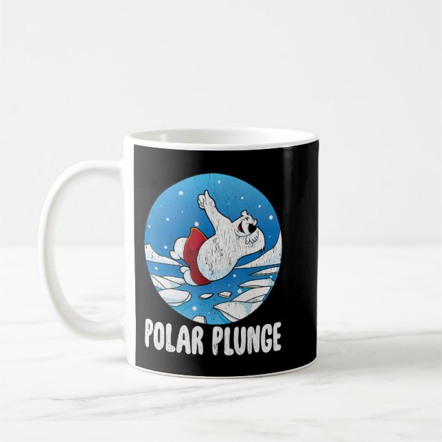 Taza De Café Polar Plunge Ice Jump Funny Polar Bear Winter   (Izquierda)