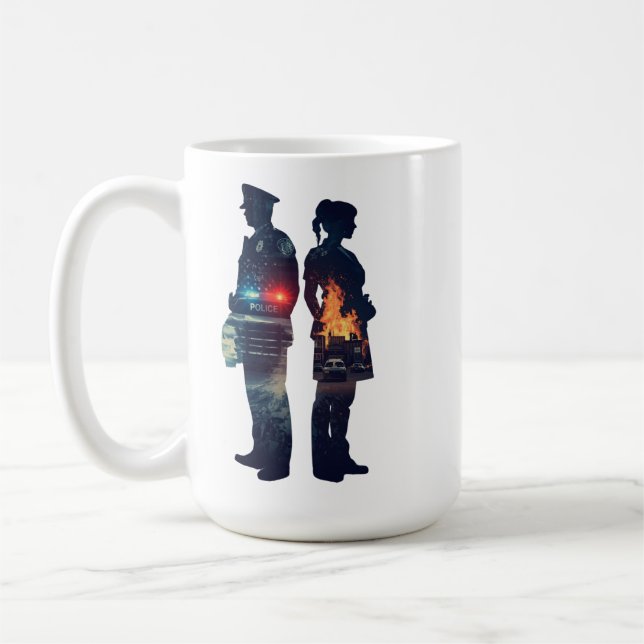 Taza De Café Police Officer and Nurse Couple Silhouette (Izquierda)