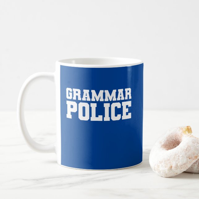 Taza De Café "Policía de gramática" (Con donut)