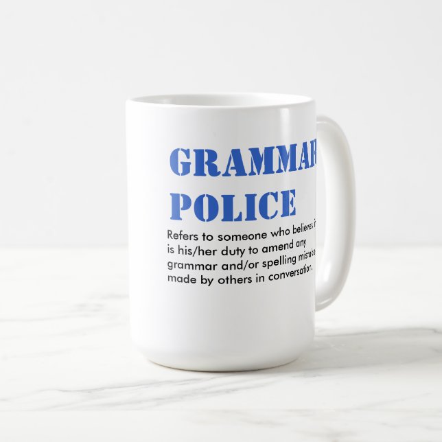 Taza De Café Policía de la gramática (Anverso derecho)