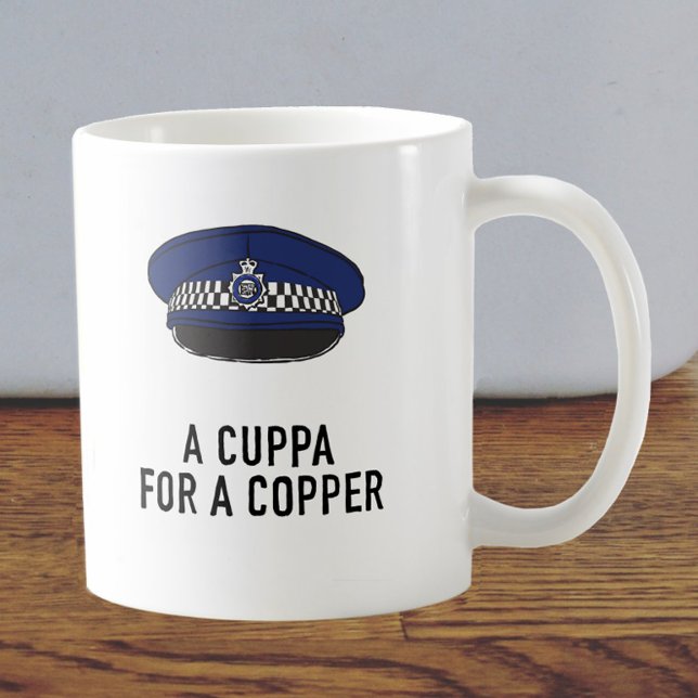 Taza De Café Policía del Reino Unido con gorra plana - Cuppa pa (Subido por el creador)