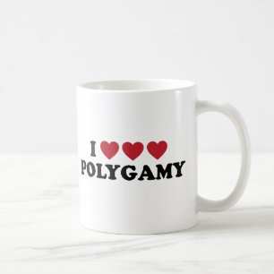 Taza De Café Poligamia divertida del corazón de I