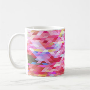 Taza De Café Poligonal digital, pink abstract vintage.