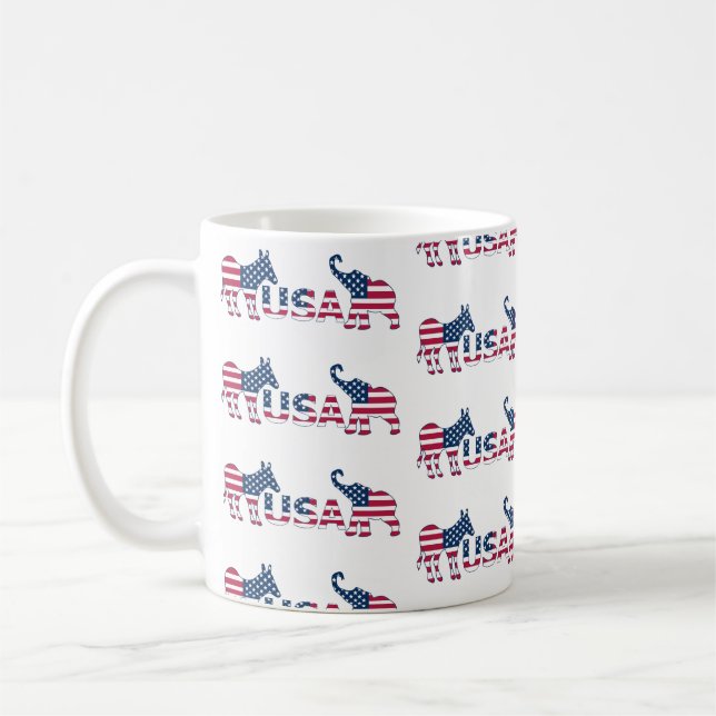 Taza De Café Política de EE.UU. Democrático Donkey Elefante Rep (Izquierda)