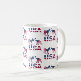 Taza De Café Política de elefantes republicanos en burro demócr