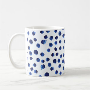 Taza De Café Polka Azul: Punto acuarela sin inconvenientes.