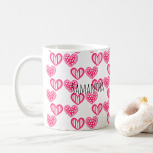 Taza De Café Polka Dot And Stripes Hearts
