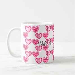 Taza De Café Polka Dot And Stripes Hearts