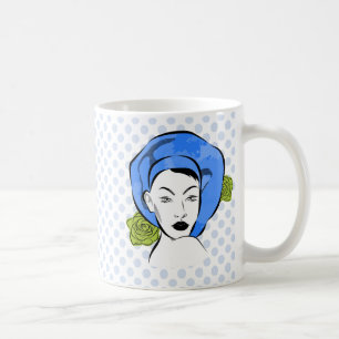 Taza De Café Polka Dot Blue Gorra