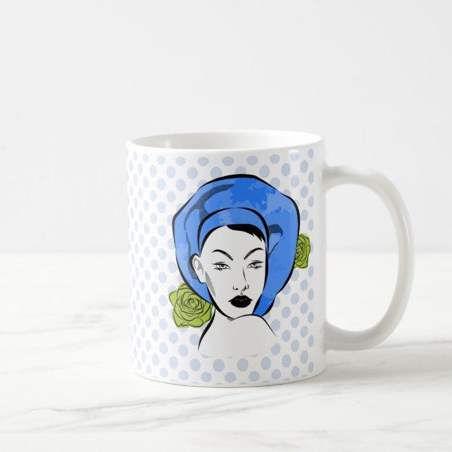 Taza De Café Polka Dot Blue Gorra (Derecha)