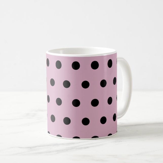Taza De Café Polka Dot Mug (rosa y negro) (Anverso derecho)