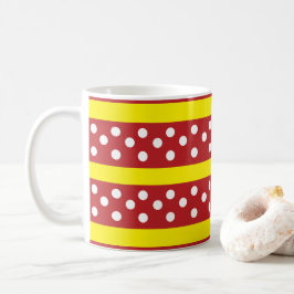 Taza De Café Polka Dot Rojo Rayas Amarillas Punto Polka