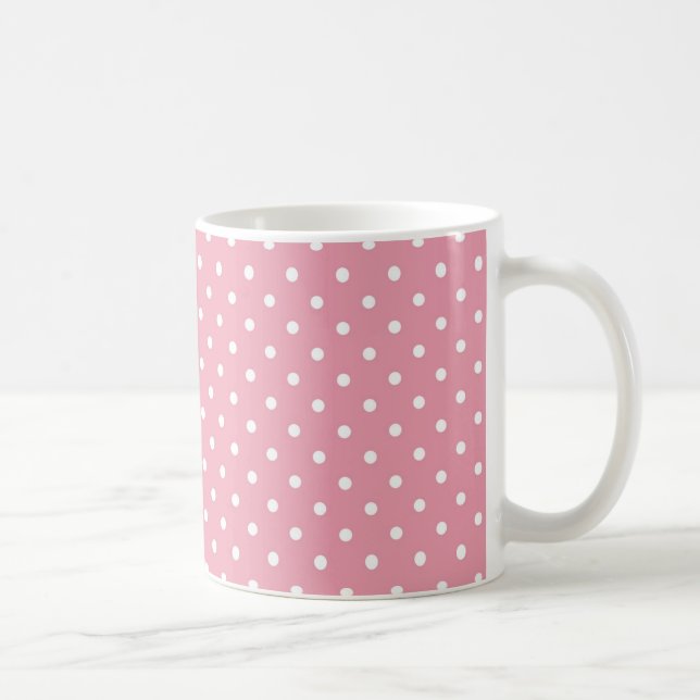 Taza De Café Polka Dots on Pink Pattern (Derecha)