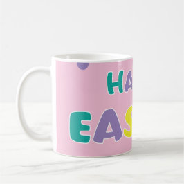 Taza De Café Polka Dots Pastel Pink Happy Easter