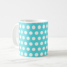 Taza De Café Polka Dots Turquoise Blue