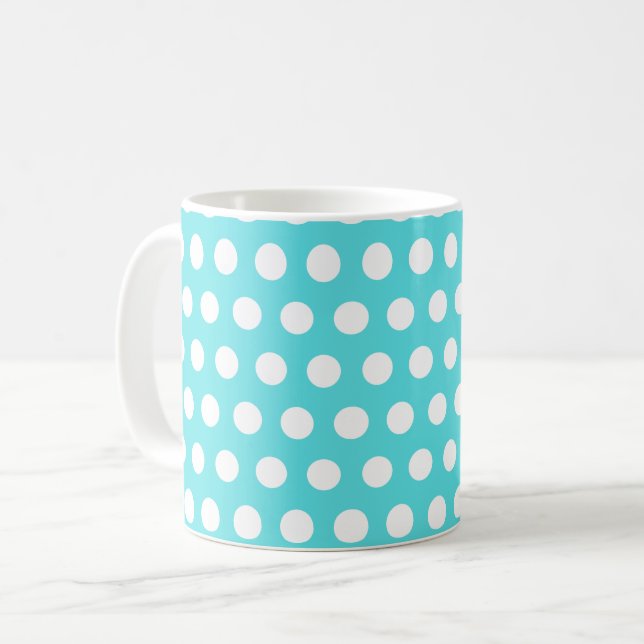 Taza De Café Polka Dots Turquoise Blue (Anverso izquierdo)