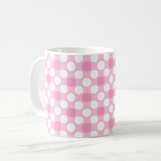Taza De Café Polka pega retro rosa blanco (Anverso izquierdo)