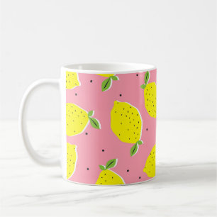 Taza De Café Polka rosa caótica de los lémulos: patrón cítrico
