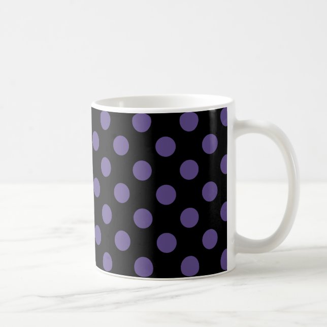 Taza De Café Polka ultravioleta sobre negro (Derecha)