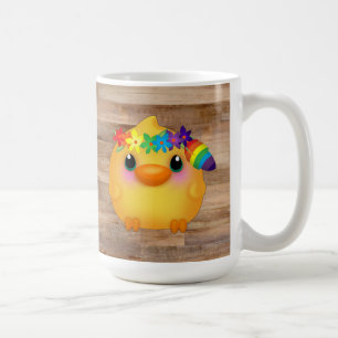 Taza De Café Pollita Kawaii Hippie